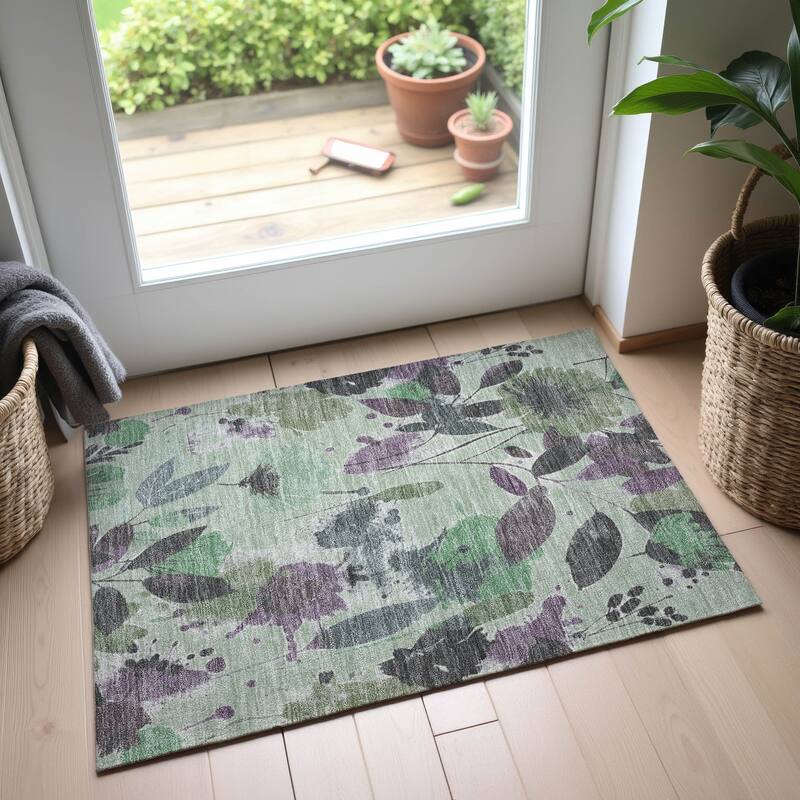 Premium Washable Super Soft Floral Mayfield Rug - Sage - 1'8" x 2'6"