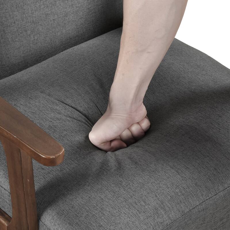 Dean 27" Textured Fabric Accent Chair - Solid Rubberwood Frame