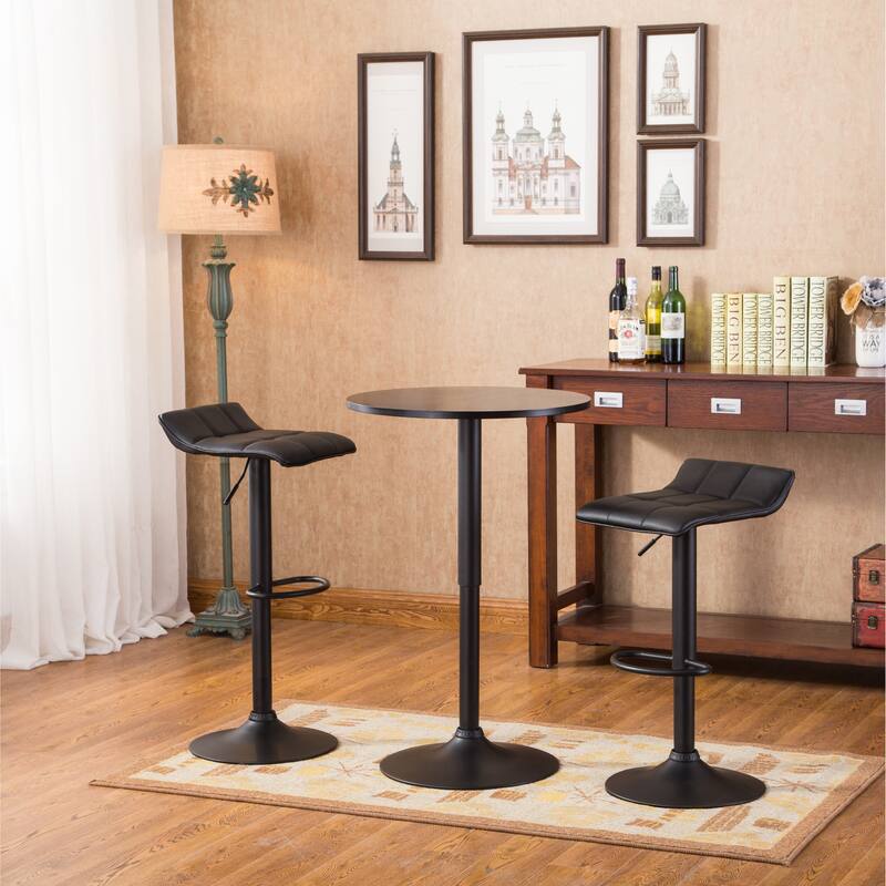 Modern 3-Piece Dining Set with Adjustable Height Bar Table & 2 Swivel Stools