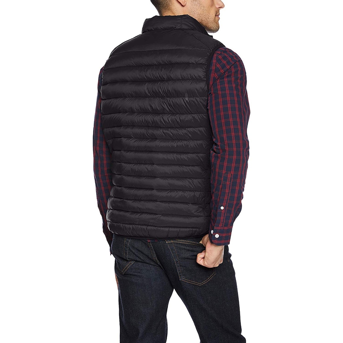 Essentials Men's Lightweight Water-Resistant Packable Puffer Vest, Black, X-Large