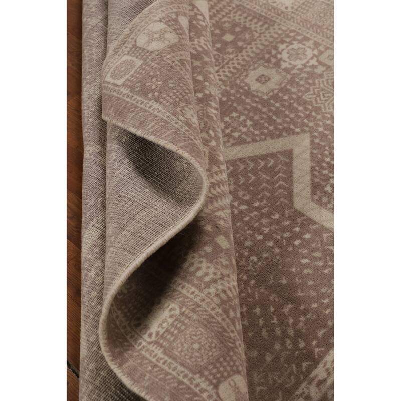 Geometric Oriental Area Rug Handmade Wool Carpet - 5'3"x 7'6"