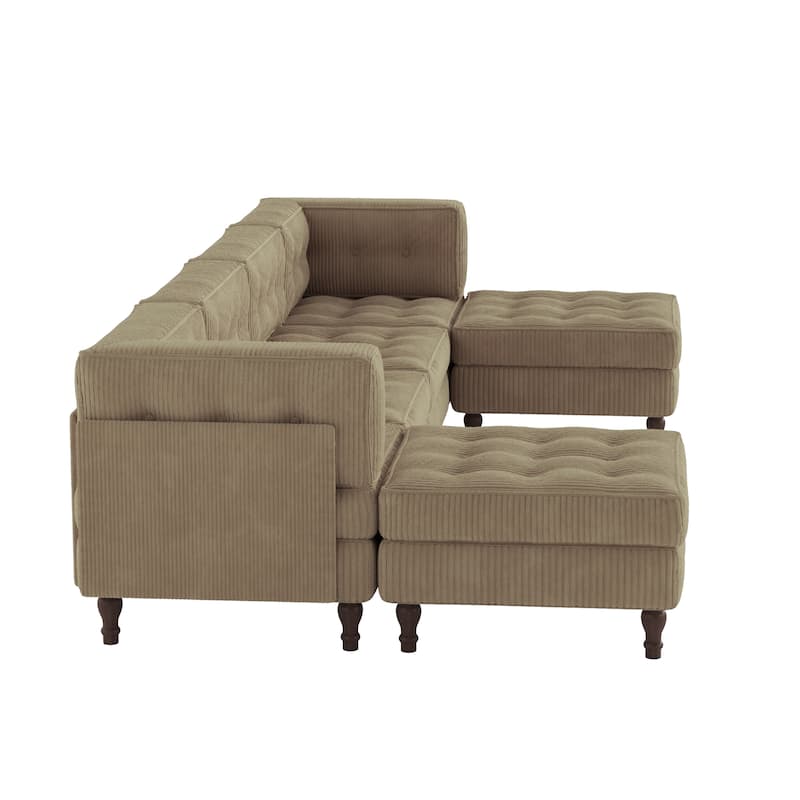 Oversized Modular Sectional Corduroy Fabric Tufted Sofa