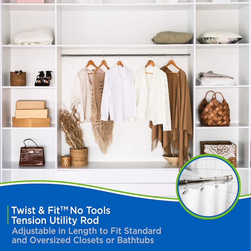 Kenney Twist & Fit 1" Tension Utility Rod, 48-84"