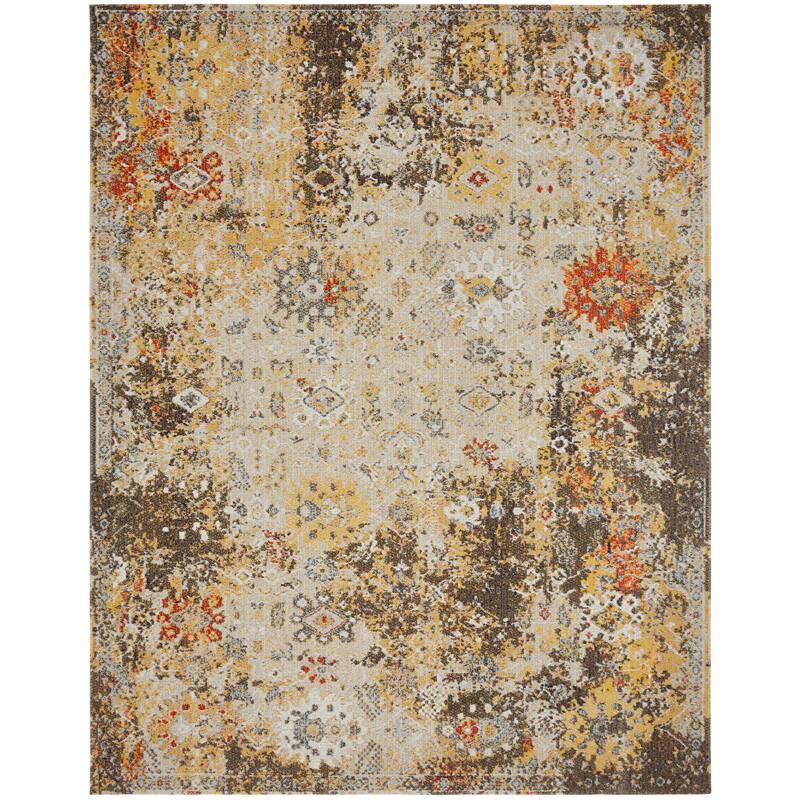 Beige/Gold/Rust Abstract Indoor/Outdoor Area Rug
