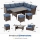 preview thumbnail 19 of 17, 9-Seat Wicker Patio Dining Set with Ottomans