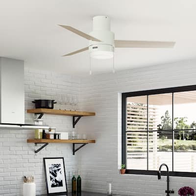 Hunter 52" Brunner Flush Mount Ceiling Fan with LED Light Kit and Pull Chain, Contemporary