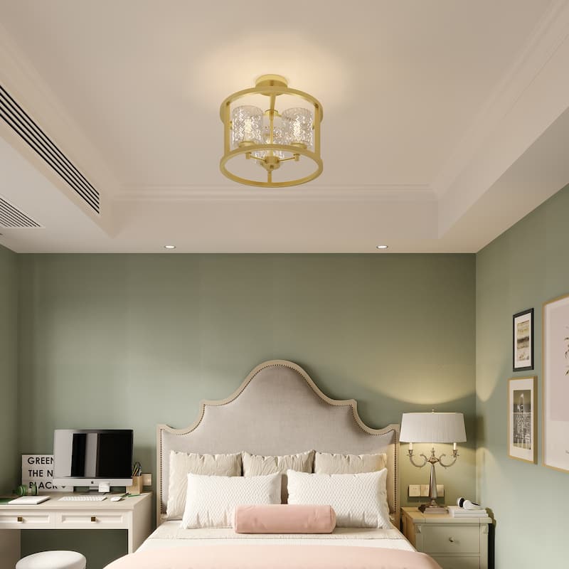 Moulins 3-light Modern Farmhouse Semi-Flush Mount Ceiling Lights with UL Certified - 15''
