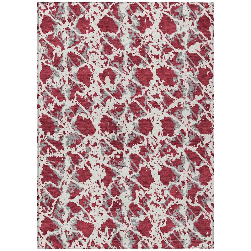 Machine Washable Indoor/ Outdoor Abstract Modern Chantille Rug