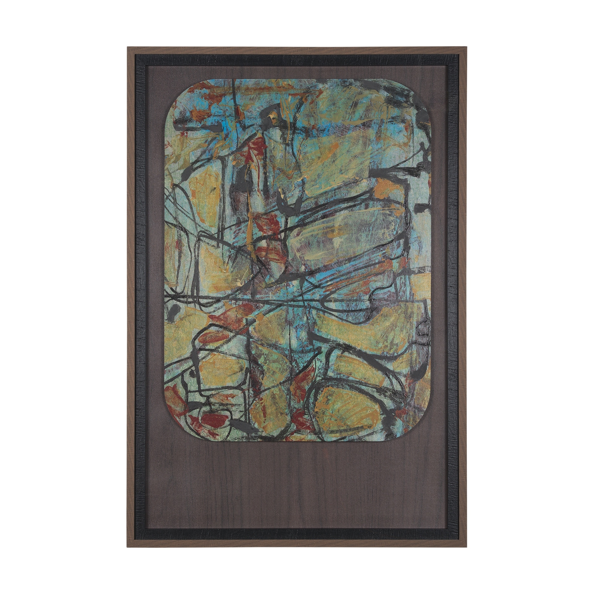 Happenings I by Mercana Studio a Hand Embellished Textured Framed Art Print Matted under Glass
