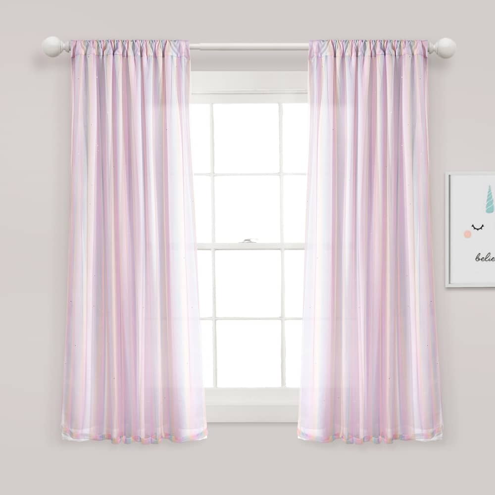 Lush Decor Rainbow Sheer Rod Pocket With Lining Window Curtain Panel Single