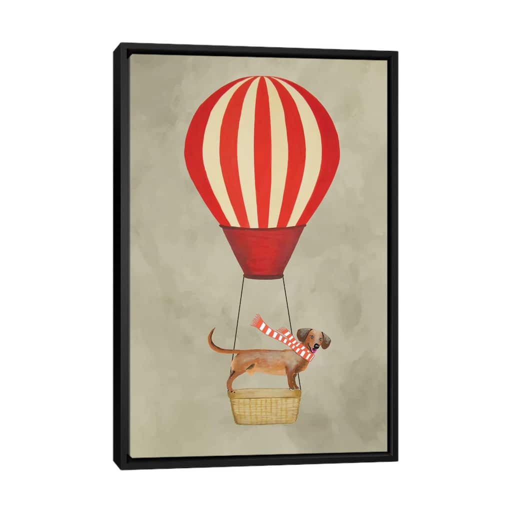 iCanvas "Dachshund With Air Balloon" by Coco de Paris Framed Canvas Print