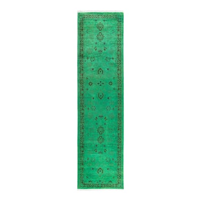 Contemporary Overdyed Wool Hand Knotted Runner - 2' 6" x 10' 2"