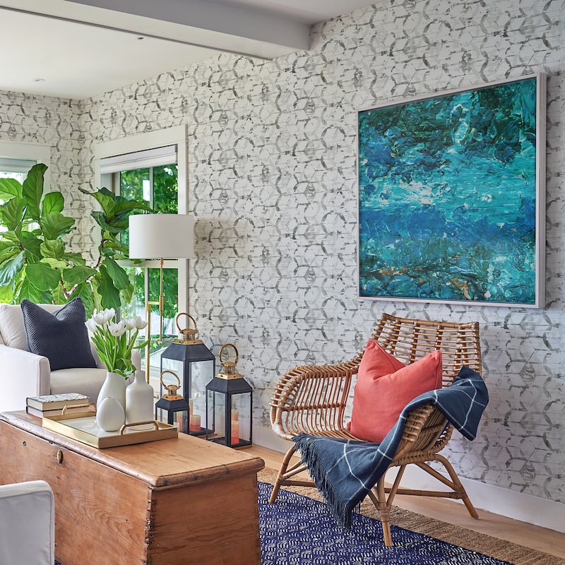 A-Street Prints Augustine Black Distressed Geometric Wallpaper