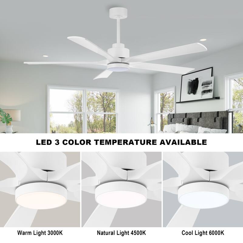 WINGBO 52" and 60" Solid Wood DC Motor Integrated LED Ceiling Fan with Remote