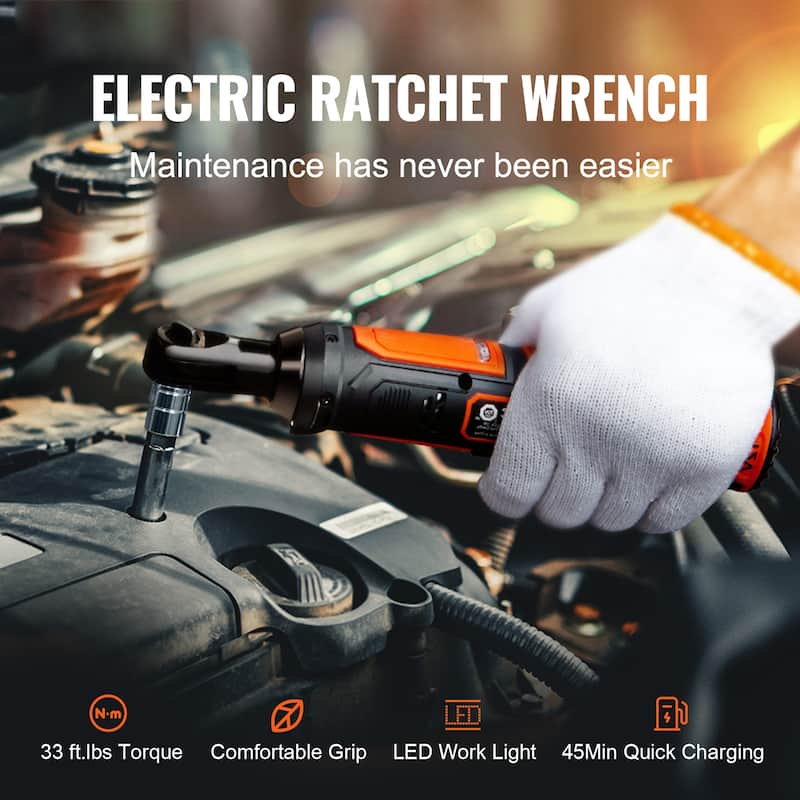 UIMOSO 3/8" Cordless Electric Ratchet Wrench Set, 12V 33 Ft-lbs Power Ratchet Tool Kit, 45-Min Fast Charge