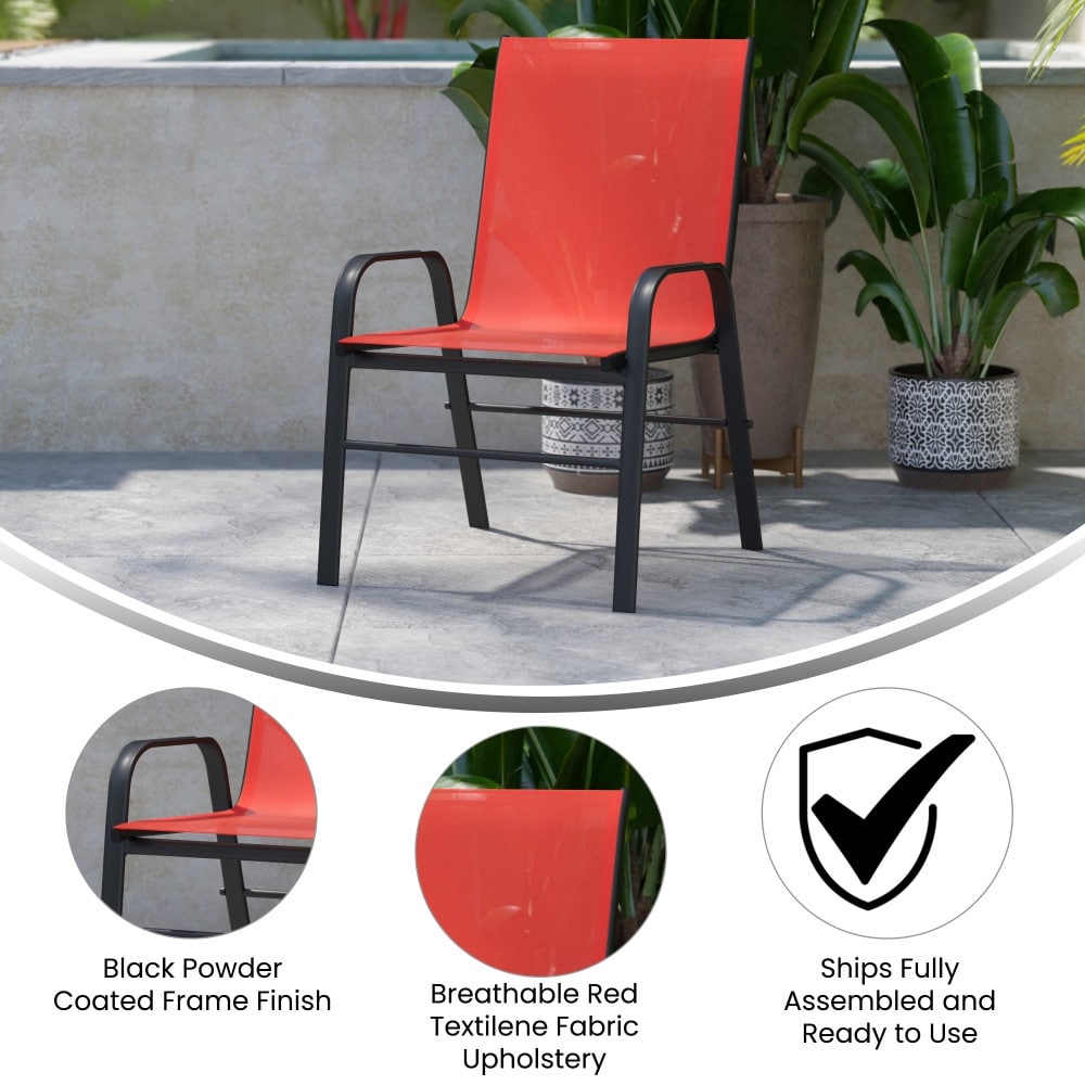 Red sling patio store chairs