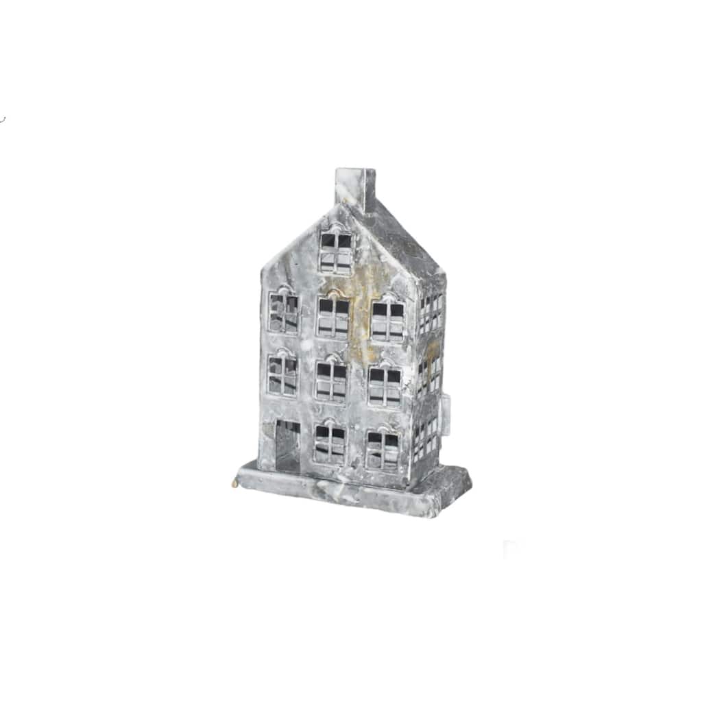 Tall Iron House/Tealight Holder- A - RUSTIC WHITE WASH
