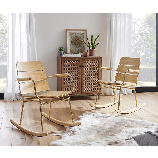 Shop Art Leon Modern Indoor Bamboo Rocking Chair with Seat Cushion On Sale Overstock 31979044