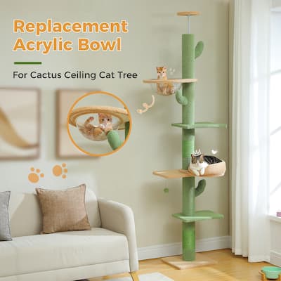 Floor to Ceiling Adjustable Height Cat Tree, 5 Levels Cactus Cat Tower with Cat Perch & Replaceable Hammock
