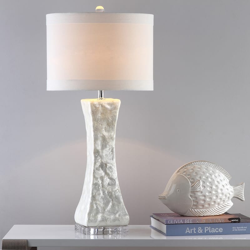 SAFAVIEH Lighting 30.5-inch White Shelley Concave Table Lamp (Set of 2).
