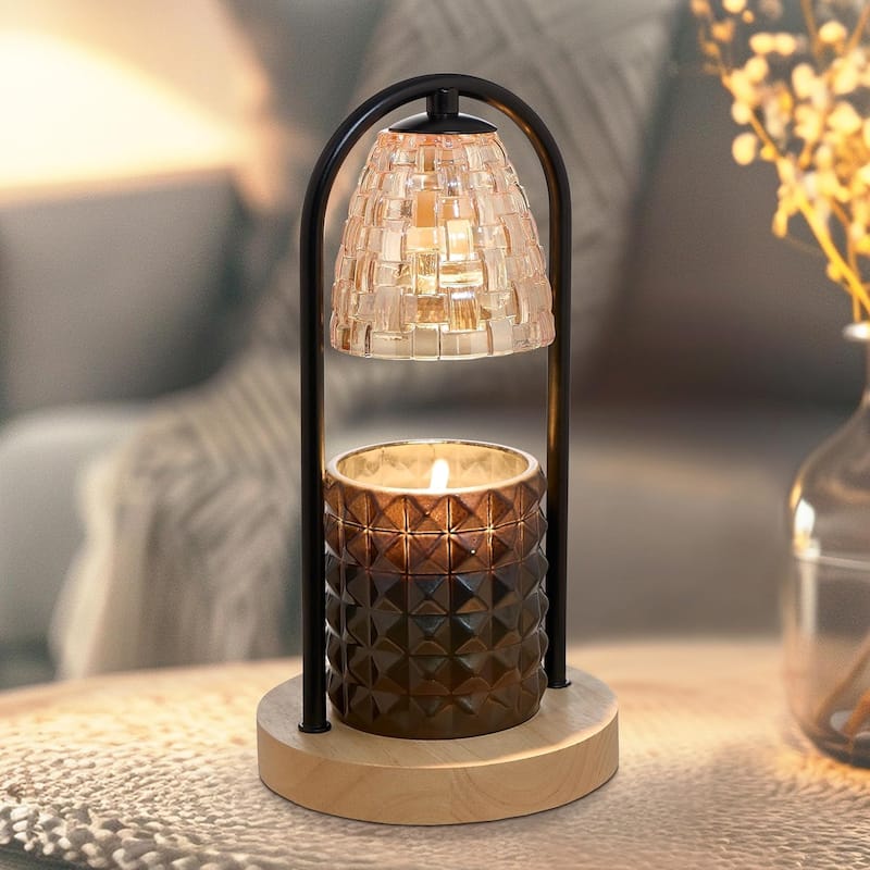 Sheffield Home Glass Candle Warmer Lamp, Flameless Candle and Wax Melter for Long-Lasting Fragrance - Black Dome Glass