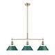 preview thumbnail 1 of 1, Yep by Golden Lighting Orwell 3-light Island Light in Aged Brass and Pine Green shade - 3 Light Linear Pendant
