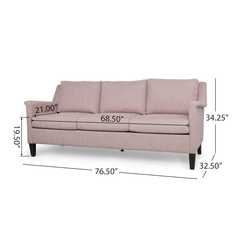 76.5 Inches Upholstered Couch, Compact Sofa Loveseat Couch with Wood Legs, Fabric Couches 2 Seats Love Seats for Living Room