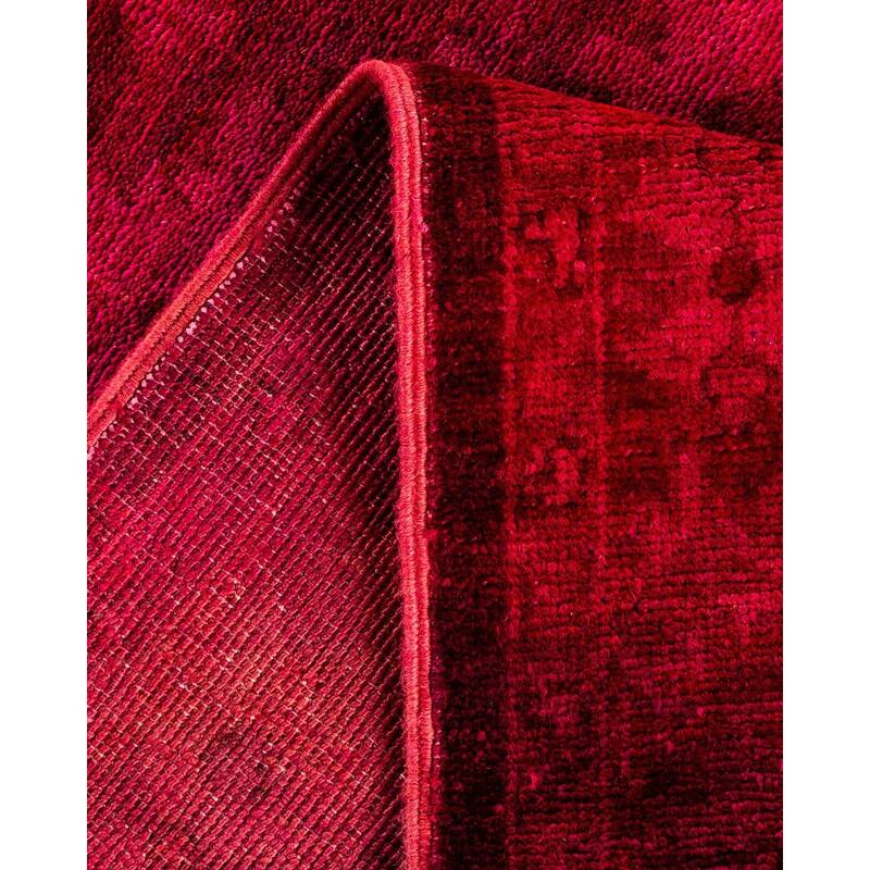 Overton Hand Knotted Wool Vintage Inspired Modern Contemporary Overdyed Pink Runner Rug - 2' 8" x 22' 1"