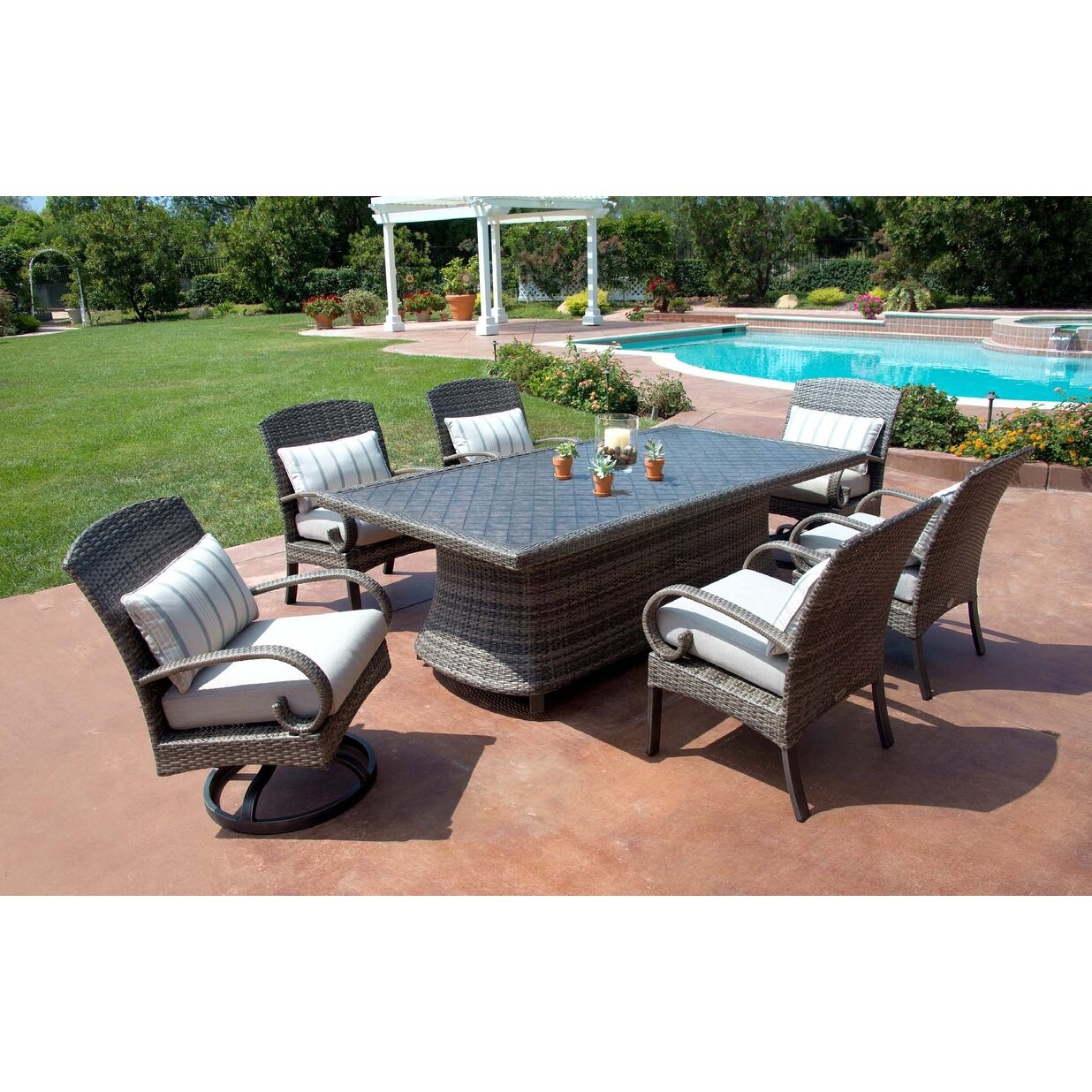 Shop Barcalounger Outdoor Living Captiva Isle 7pc Dining Set With Swivel Chairs And Dining Table Overstock 31892999