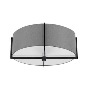 3-Light Semi-Flush Mount Ceiling Light - Matte Black Finish, Gray Shade - 15