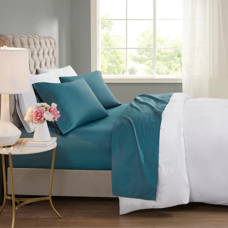 Beautyrest 600 Thread Count Cooling Cotton Blend 4 PC Sheet Set - Full - Teal