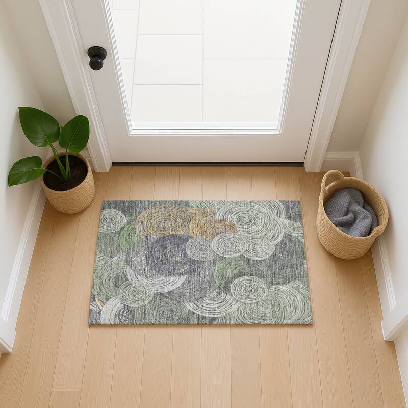 Machine Washable Indoor/ Outdoor Modern Twister Chantille Rug