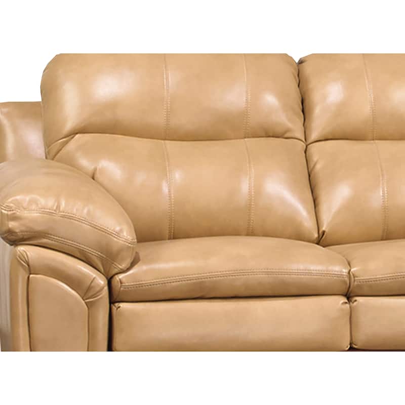 Simon Light Tan Brown Leather Gel Sofa, Loveseat and Chair Set
