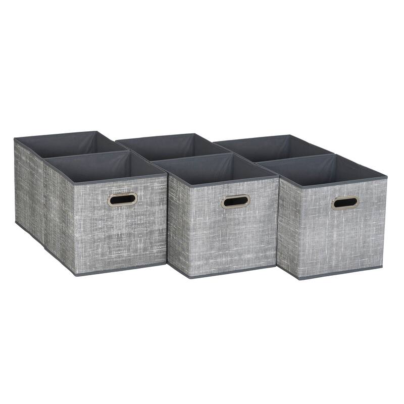 Household Essentials Open Fabric Cube Storage Bins, Set of 6 - Gray