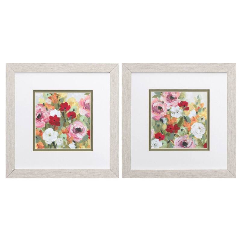 HomeRoots Set Of Two Leas Garden Distressed White Framed Wall Art