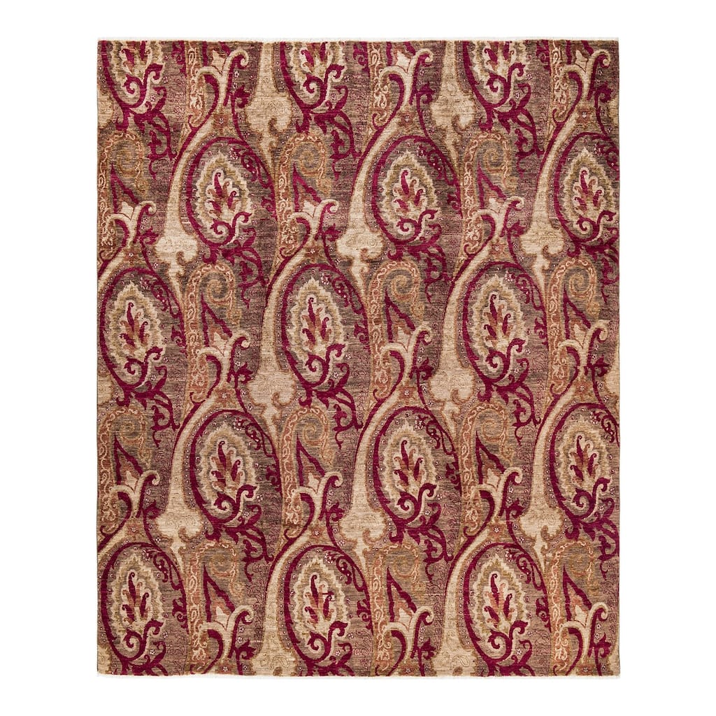 Overton Hand Knotted Wool Vintage Inspired Modern Contemporary Suzani Brown Square Area Rug - 8' 10" x 9' 2"