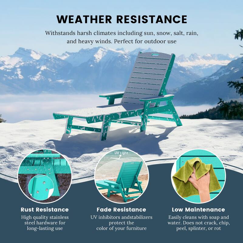 Laguna Hdpe All Weather Outdoor Patio Pool Reclining Chaise Lounge