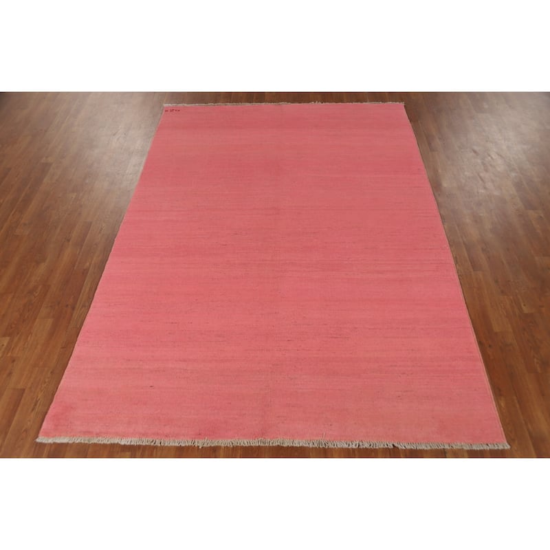Light Pink Gabbeh Modern Area Rug Hand-Knotted Wool Carpet - 5'9"x 7'10"