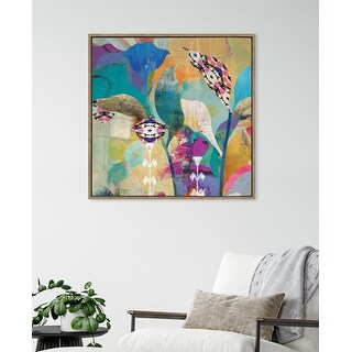 Kate and Laurel Sylvie Abstract Flower Love Framed Canvas by Nikki Chu