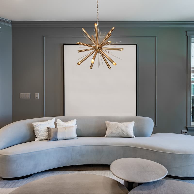 Mid-century Modern Gold 15-Light LED Sputnik Chandelier for Living Room Hall Foyer - D25.2"*H18.9"