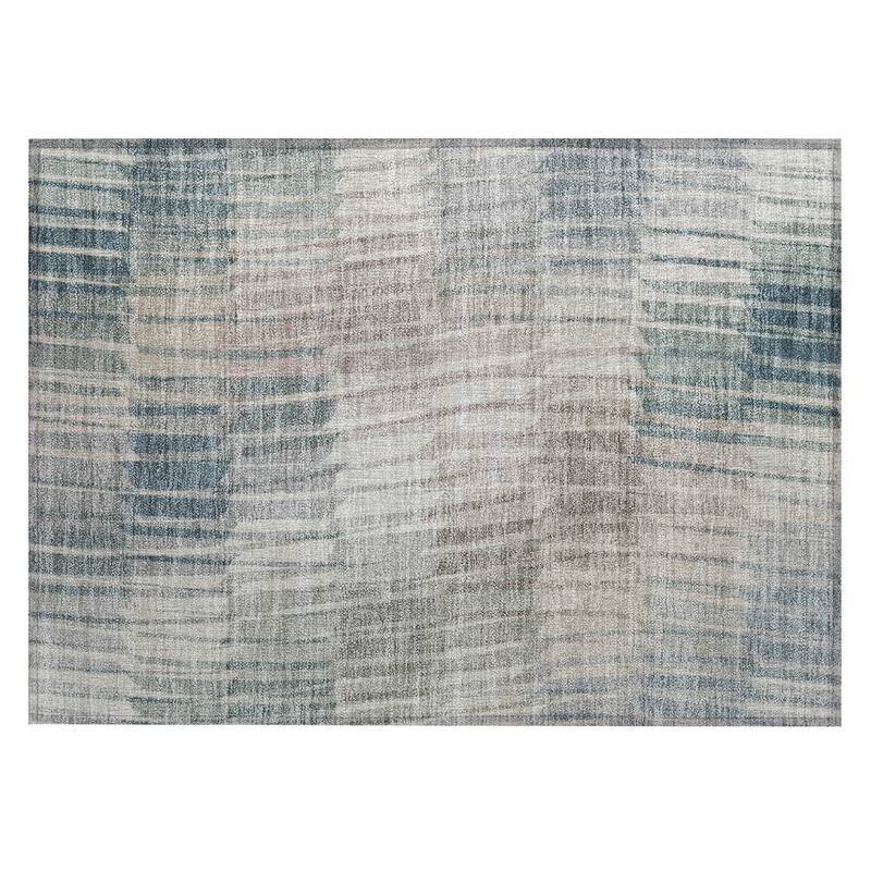 Machine Washable Indoor/ Outdoor Casual Stripe Chantille Rug