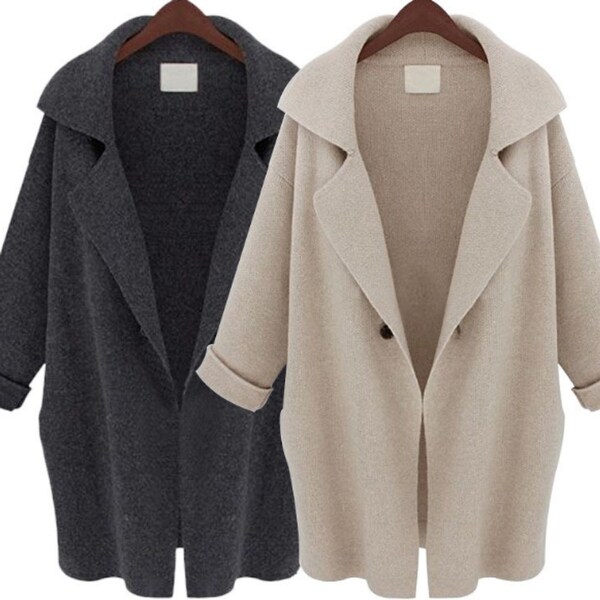 women hooded knit cardigans button cable sweater coat