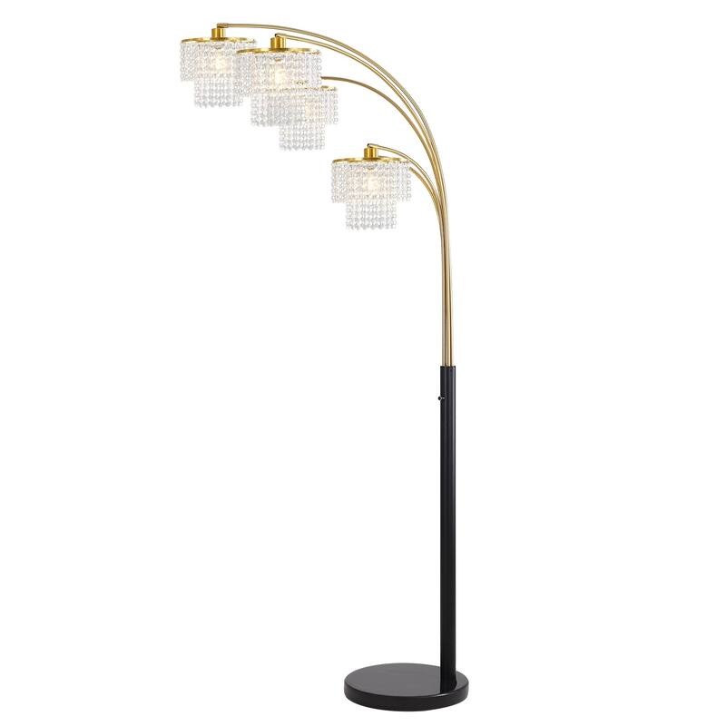 Brio 80" 5-Light Modern Gold Crystal Arc Floor Lamp - 80