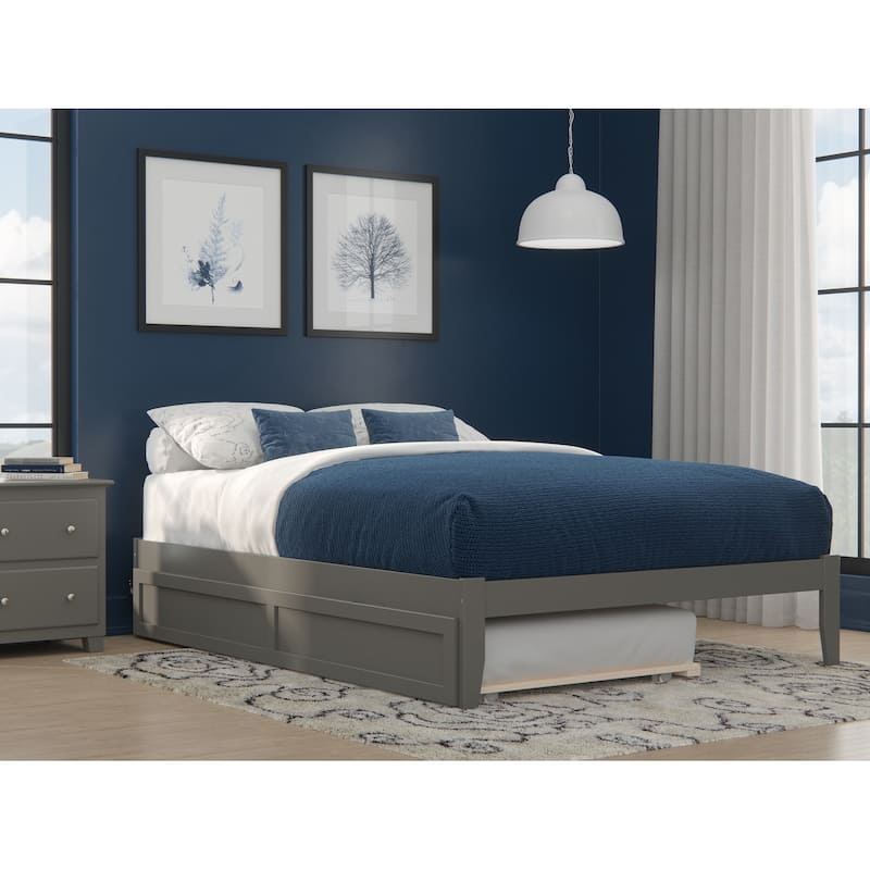 Vibes Queen Bed with USB Charger & Drawers - Grey Minimalist Design, Storage Bed Frame