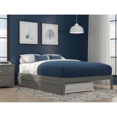 Vibes Queen Bed with USB Charger & Drawers - Grey Minimalist Design, Storage Bed Frame