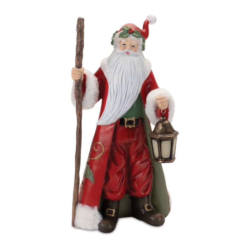 Holiday Santa with Lantern Statue 13.5"H - N/A