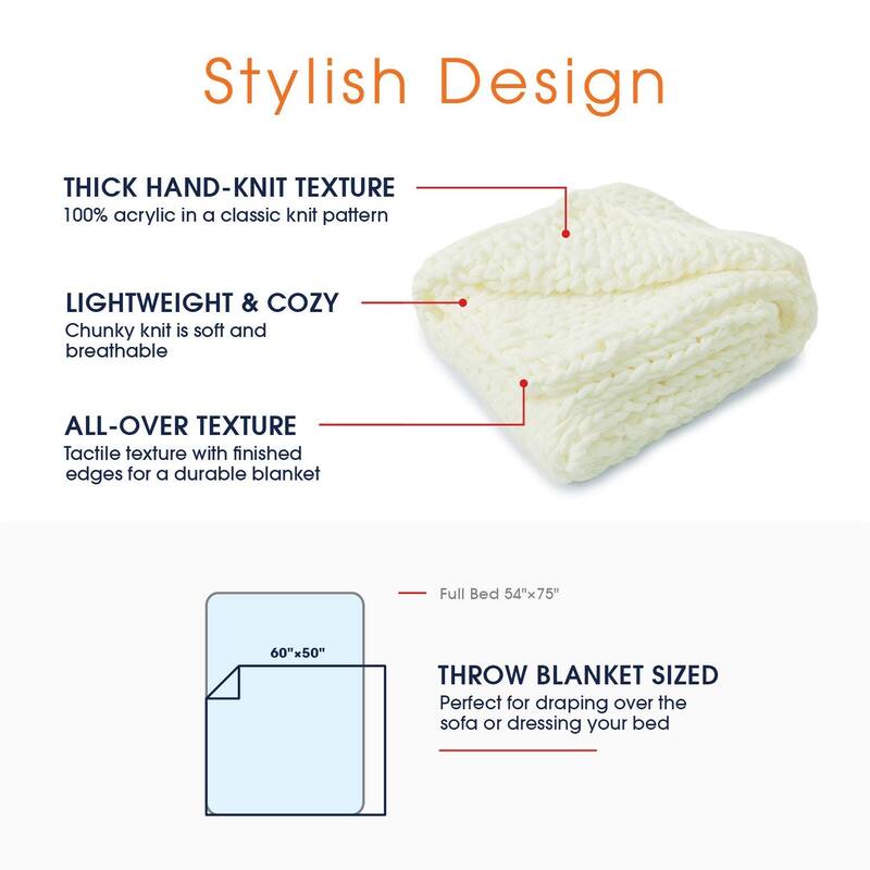 Cheer Collection Ultra Plush Chunky Cable Knit Throw Blanket