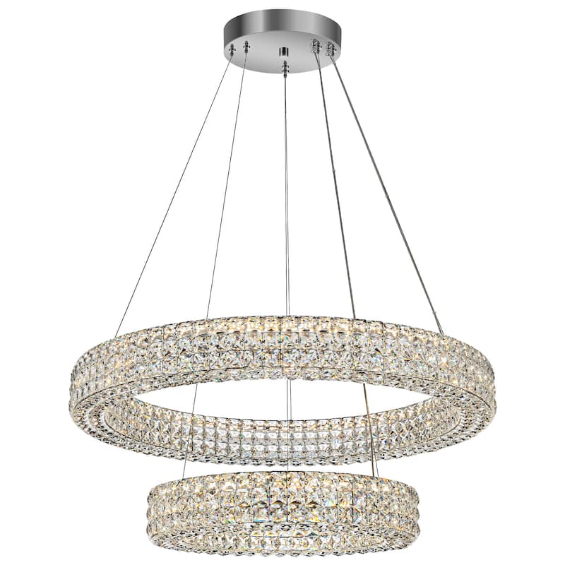 Modern Dimmable LED Crystal Drum Chandelier Glam Ring Lights