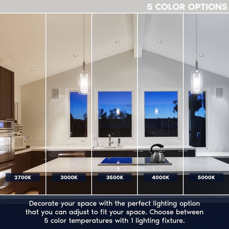 Luxrite 4 in. Square LED Recessed Light J-Box 5CCT 15W 1000LM 38° IC Rated Brushed Nickel 6 Pack