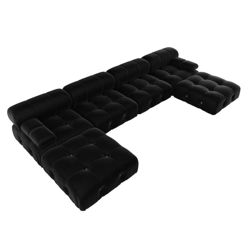 6 Pieces Velvet Modular Sectional Sofa Chaise